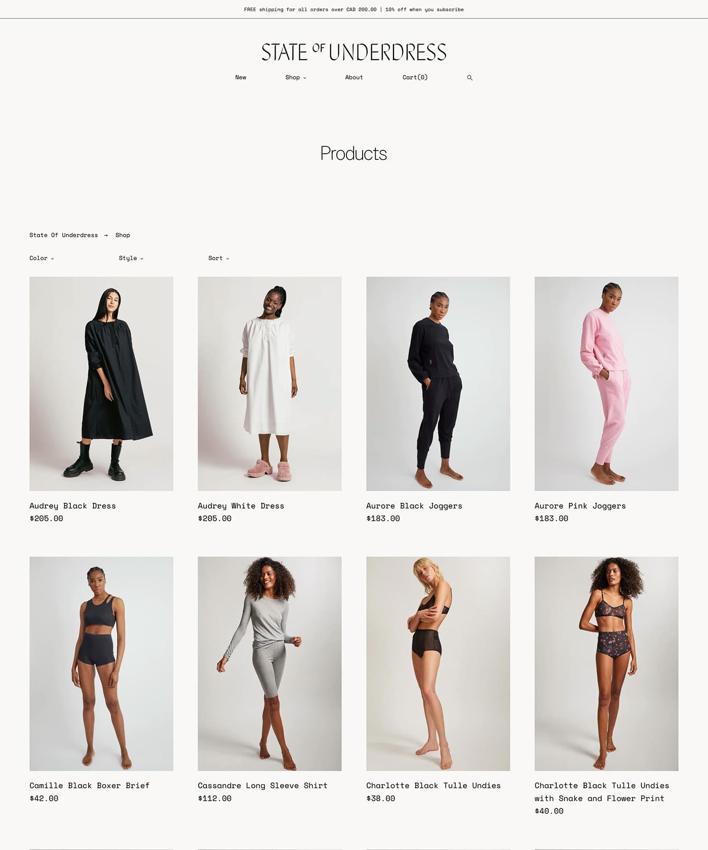 State of Underdress Website